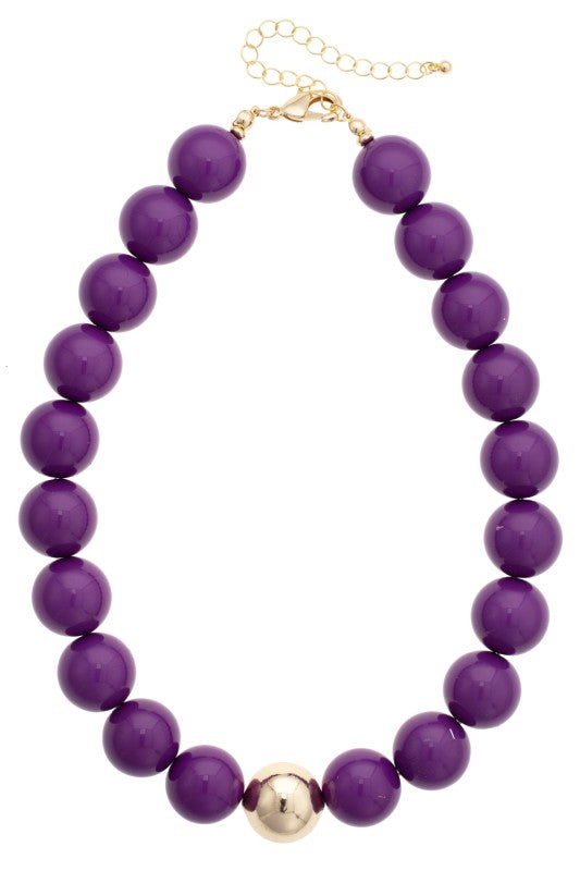 Marjorie Game Day Beaded Necklace | Purple