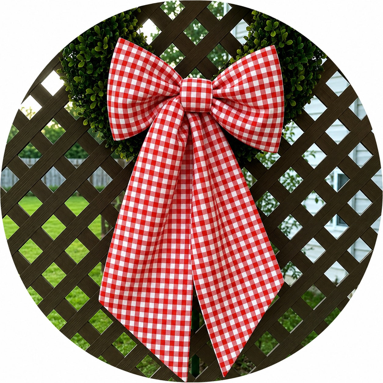 Red Gingham Game Day Wreath Sash