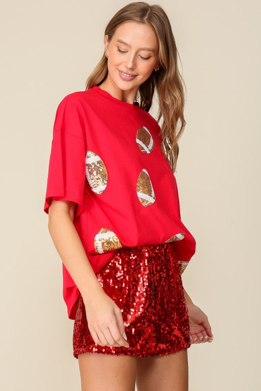 Game Day Dazzle Football Top | Red