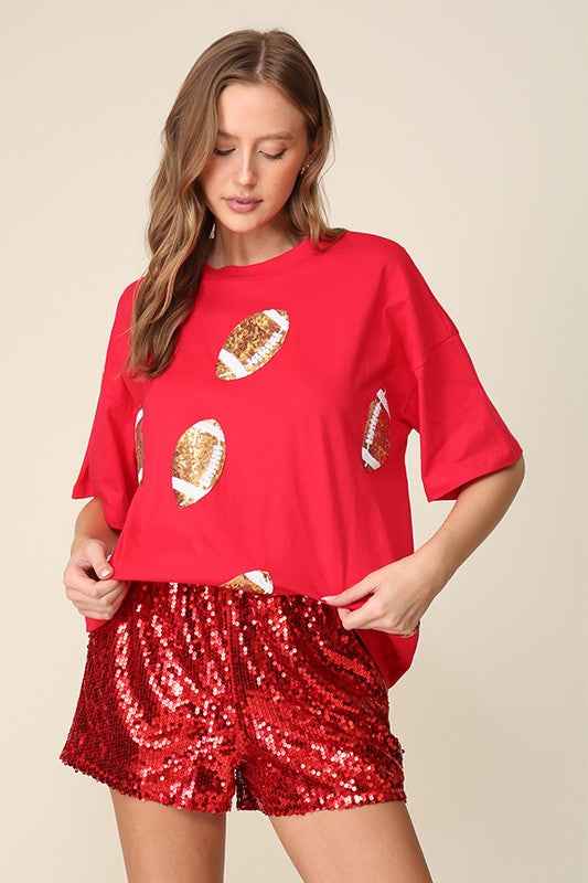 Game Day Dazzle Football Top | Red