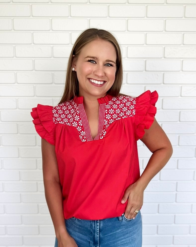 Game Day Fiesta Top | In Red