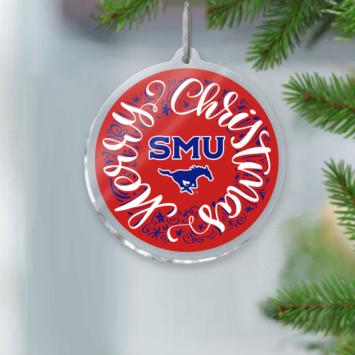 SMU Merry Christmas Ornament