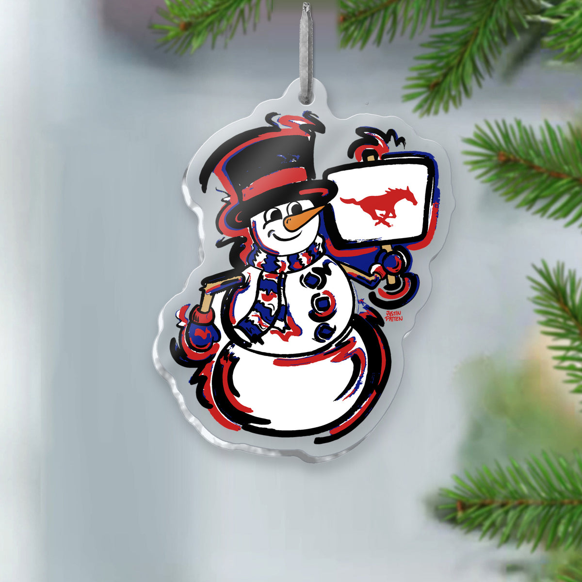 SMU Snowman Ornament