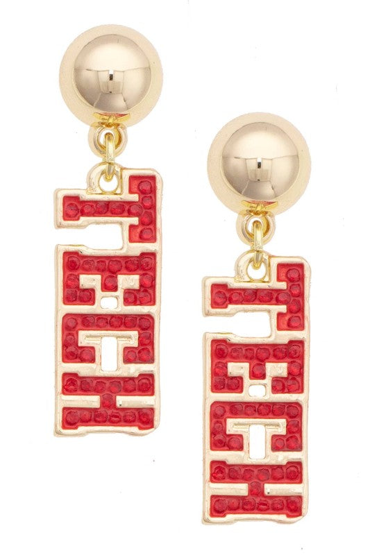 Texas Tech Pave Earrings