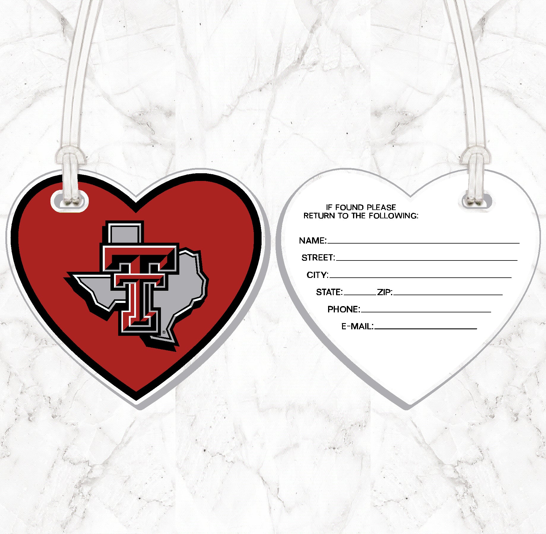 Texas Tech Heart Luggage Tag
