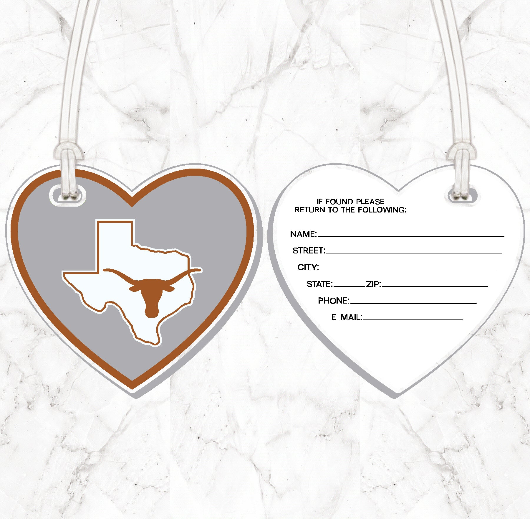 Texas Heart Luggage Tag
