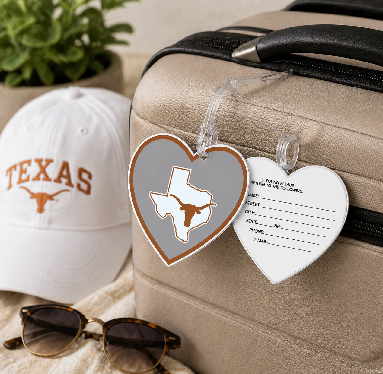 Texas Heart Luggage Tag