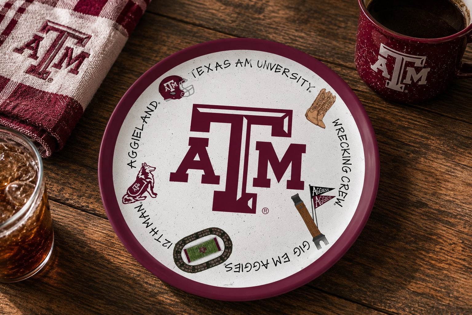 Texas A&M Aggies Melamine Round Charger Plate