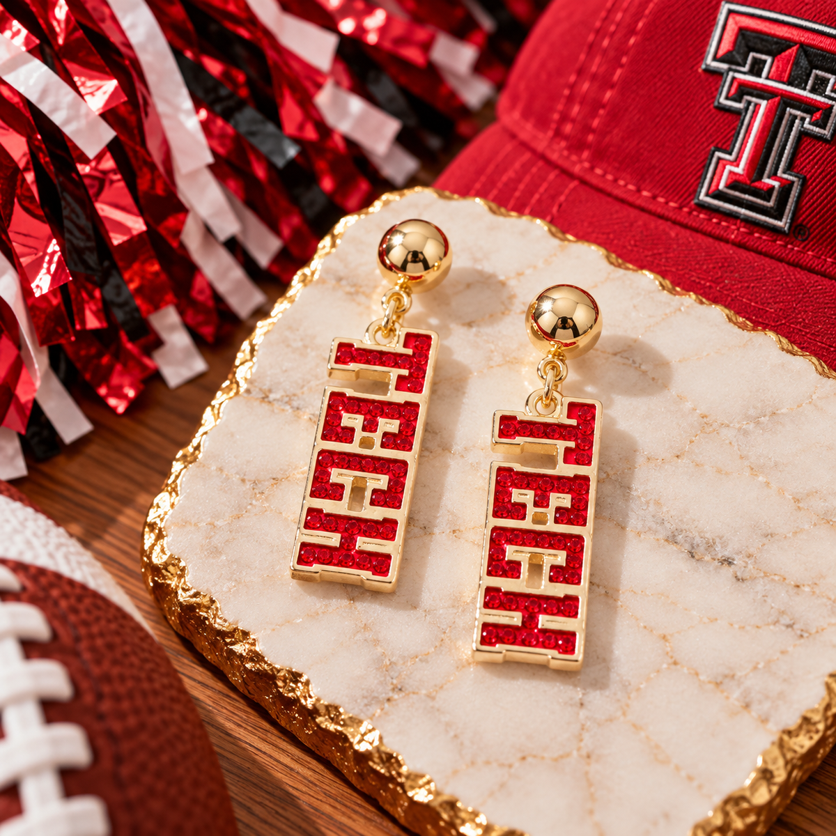 Texas Tech Pave Earrings