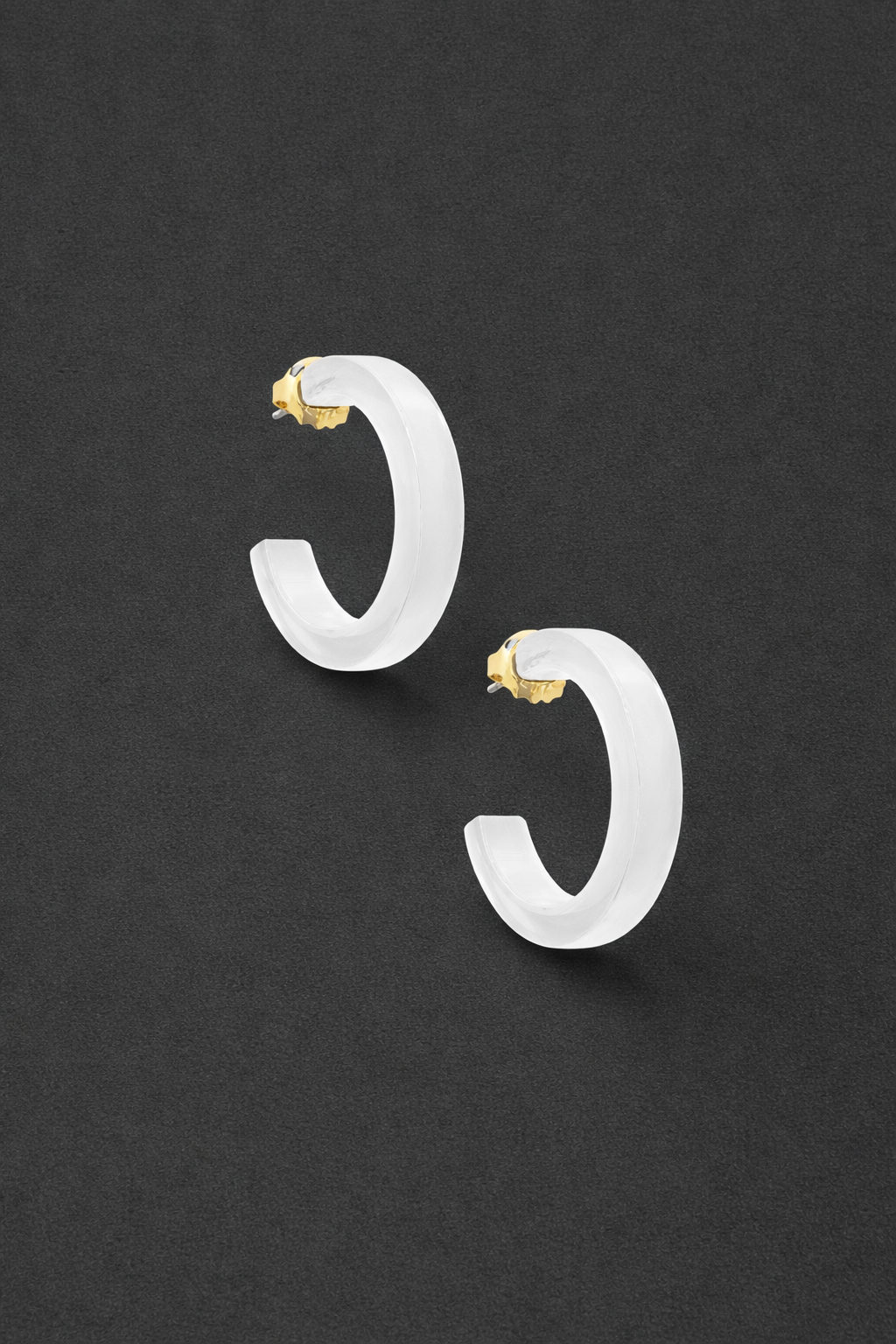 Small White Resin Open Hoop Earring