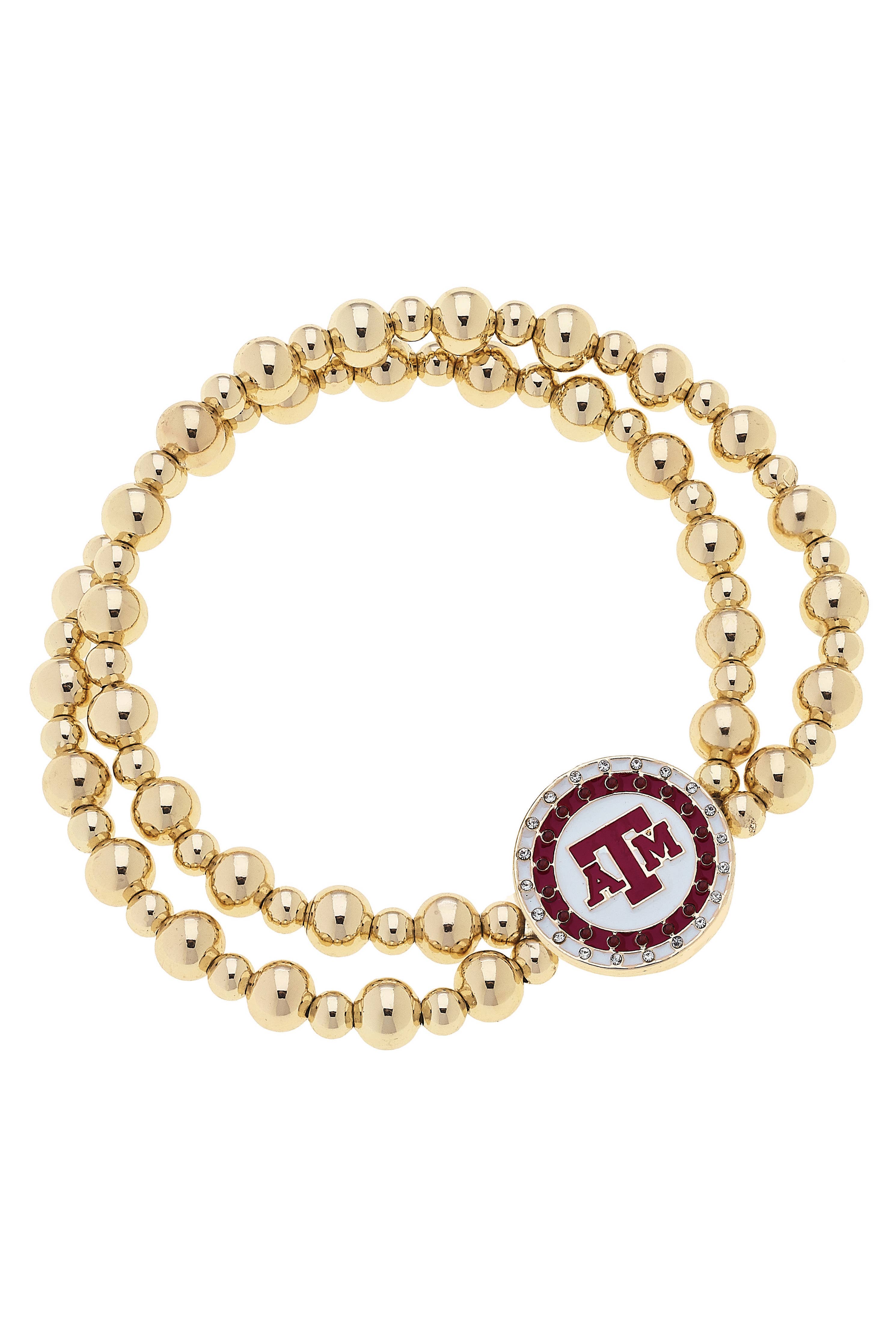 Texas A&M  2 Row Pave Disc Bracelet
