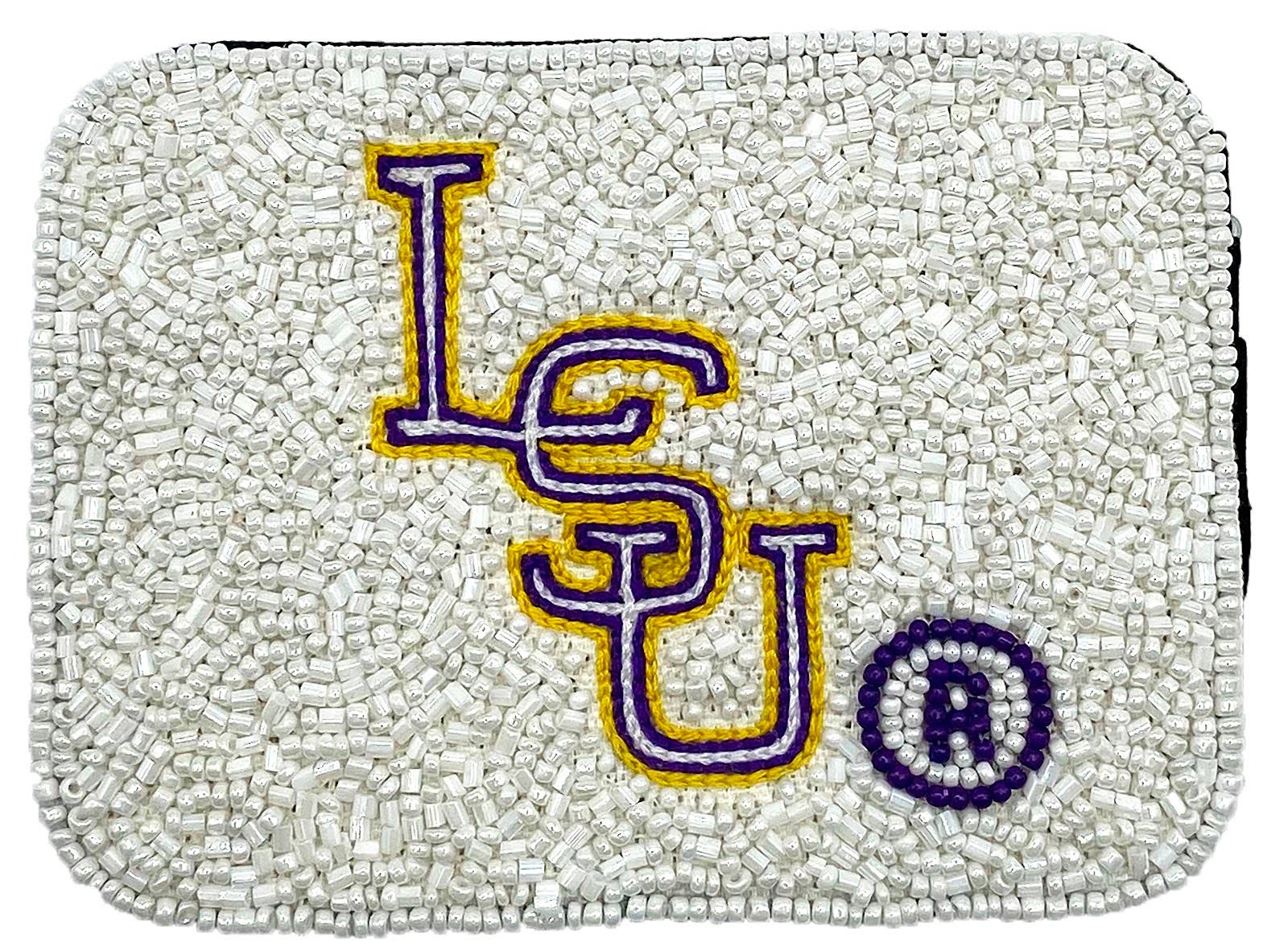 LSU EMBROIDERED BEADED CARD HOLDER