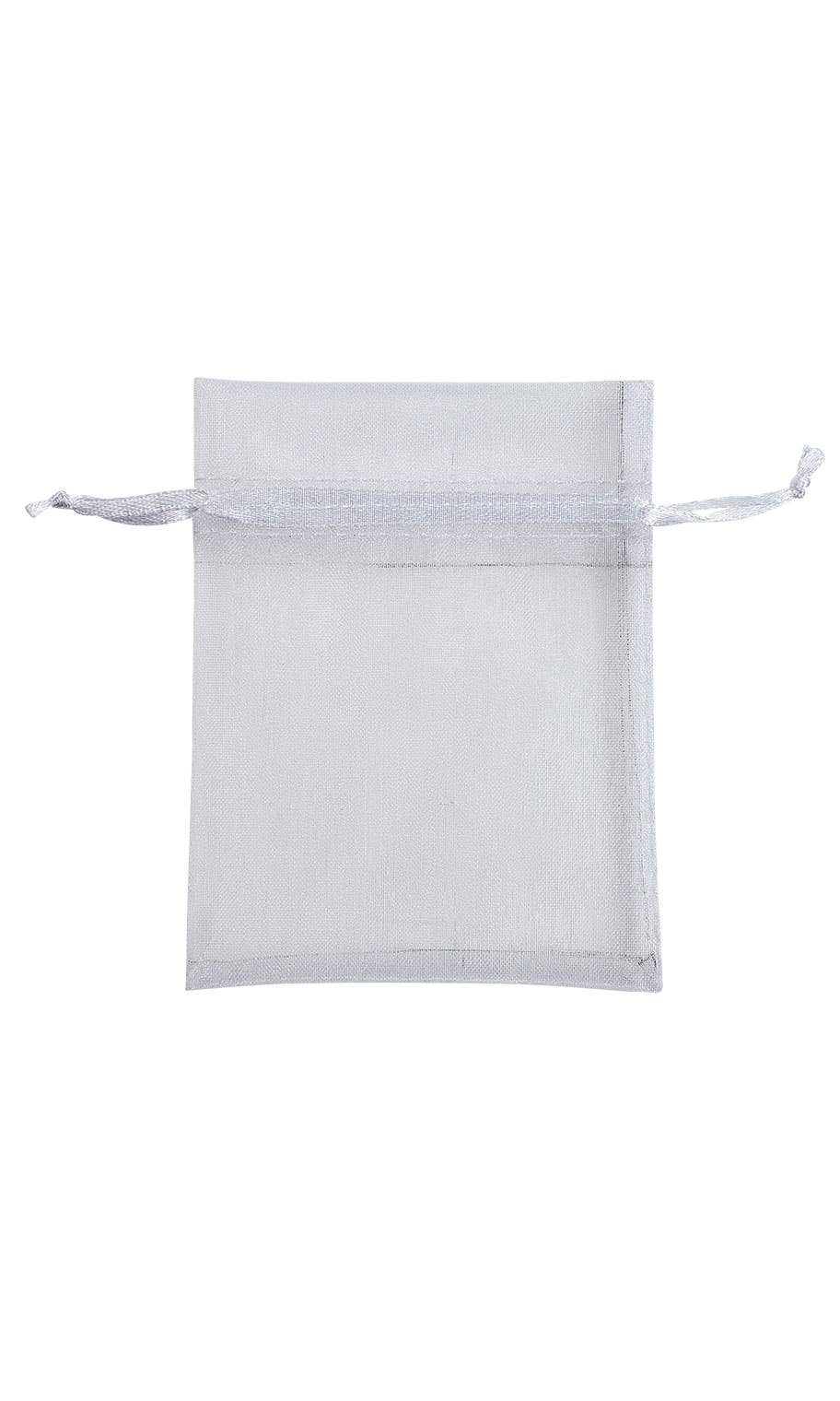 Organza Drawstring Pouch: Silver / Pack of 10 / 5" x 7"