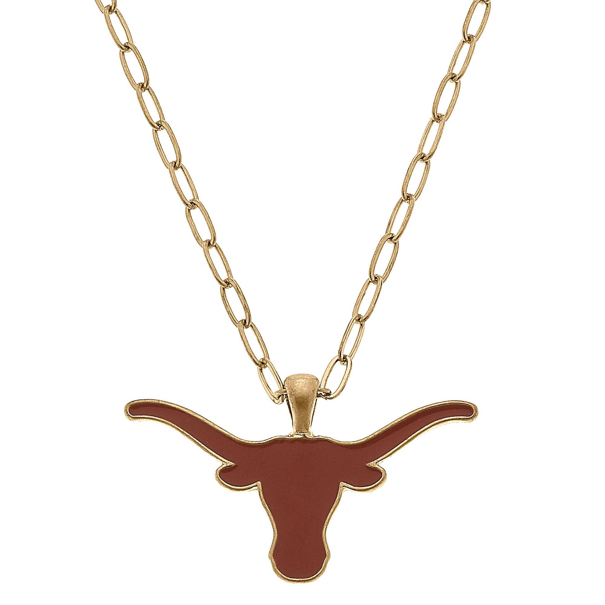 Texas Longhorns Enamel Pendant Necklace in Burnt Orange