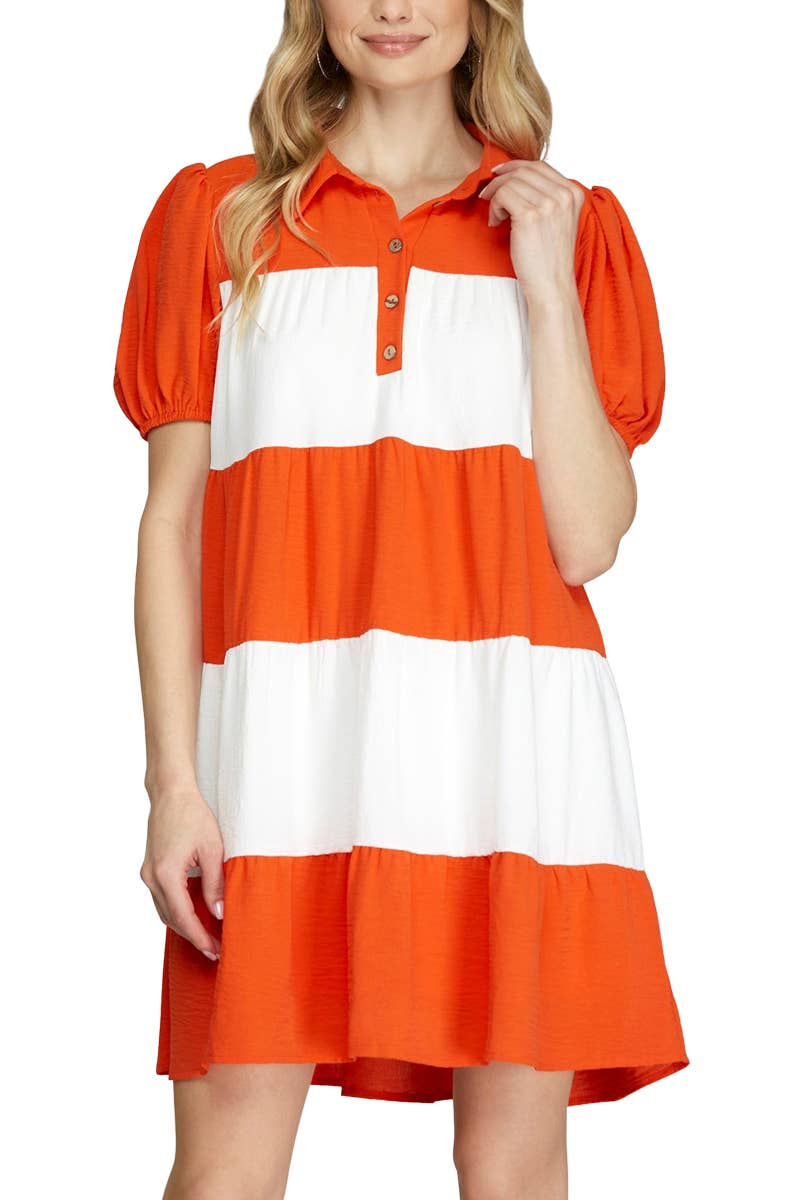 Game Day Orange Short Sleeve Dress