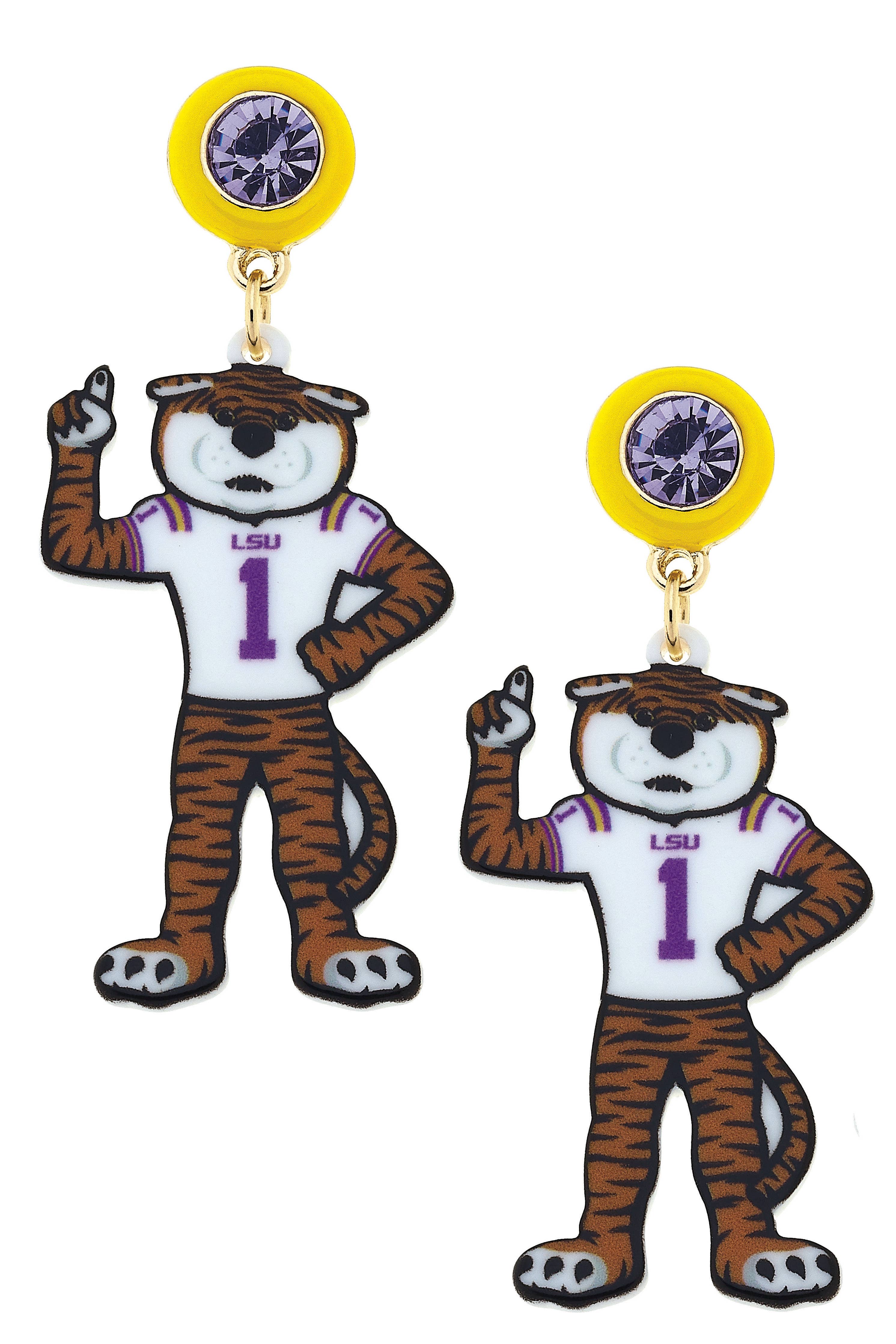 LSU Tiger Resin Mascot Earrings