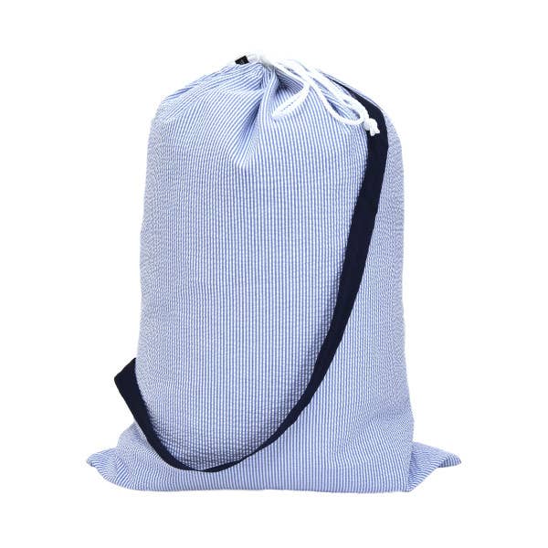 Navy Seersucker Hold All Laundry Bag