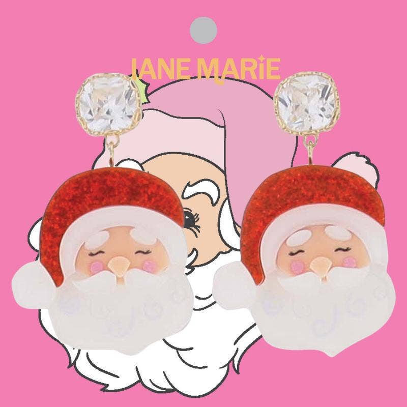 White, Red, Cream Acrylic Santa Claus Earring