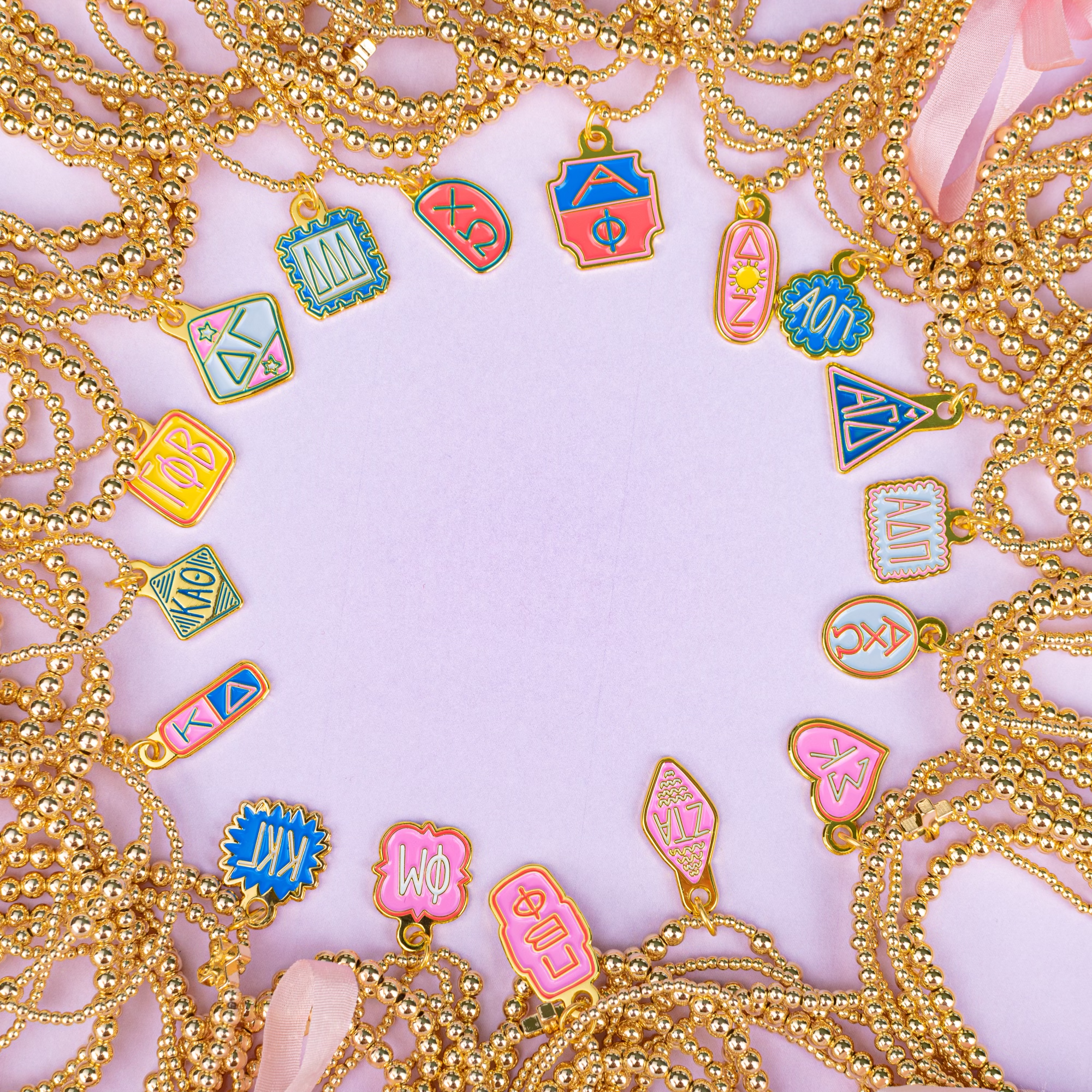 Sorority Charm Stacked Beaded Bracelet: Chi omega