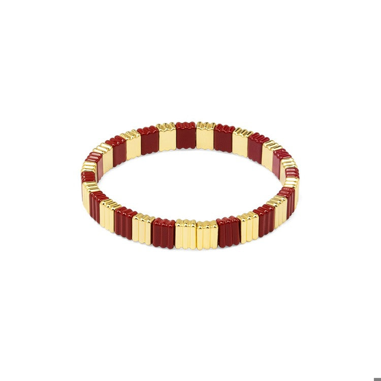 Red Ribbed Stretch Bracelet
