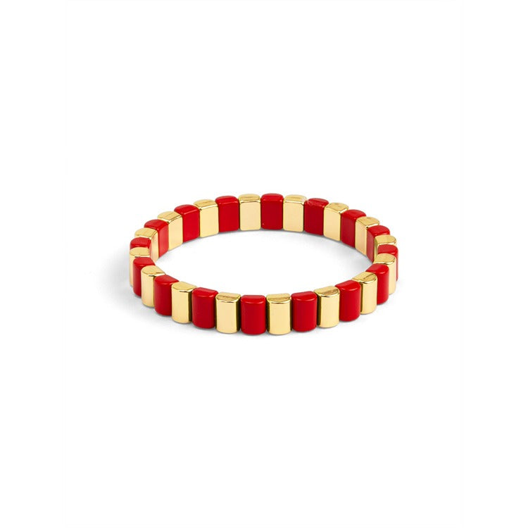 Red Enamel Stretch Bracelet